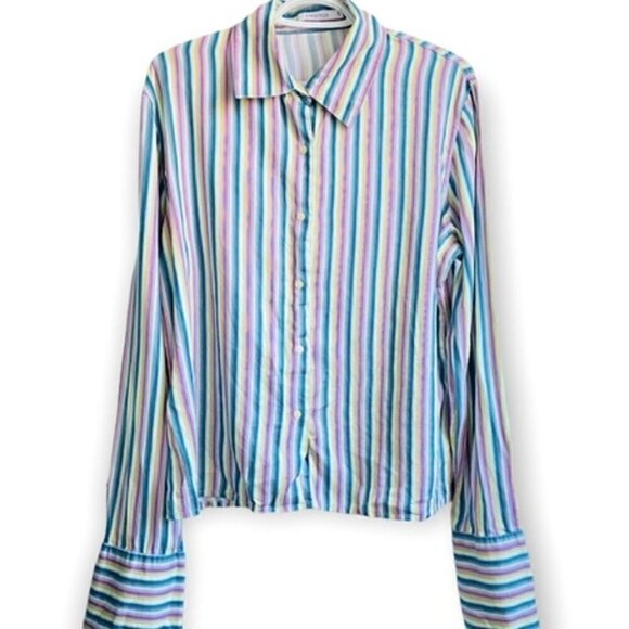 T.M.LEWIN Classic Striped Button Shirt - Picture 1 of 7